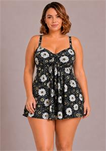 Daisy Floral Swimdress with Padded Bra DD E F G